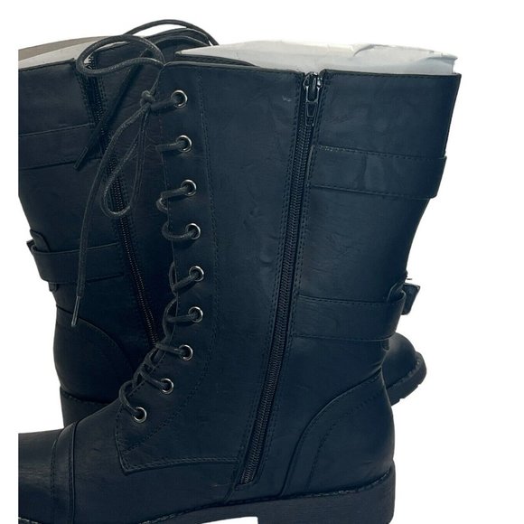 Top Moda Pack-72 Women's Fashion Mid Calf Combat Military Lace Boots Size 9 - Picture 12 of 13